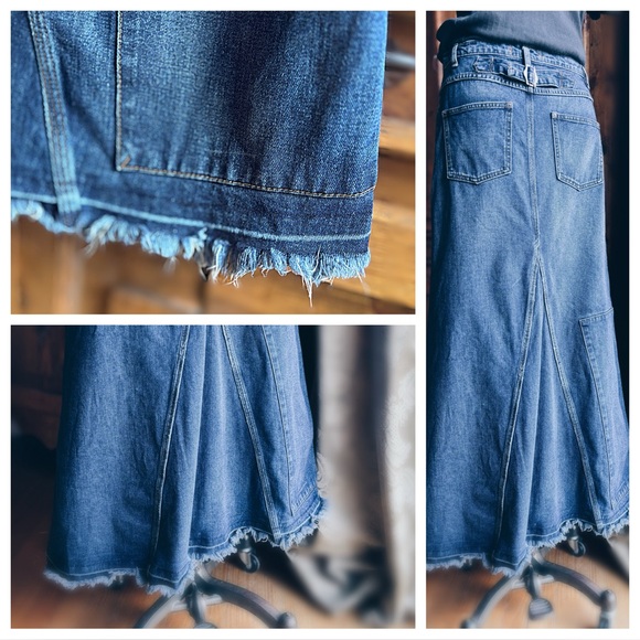 Free People Patchwork Denim Maxi Skirt - Picture 7 of 12